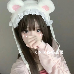 奶兔姬*糖果小熊/ 少女Lolita头饰熊耳发带漫展蝴蝶结兽耳KC蕾丝