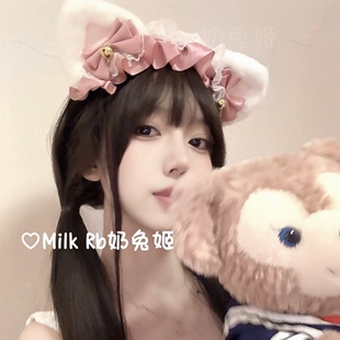 奶兔姬 可爱猫耳发箍洛丽塔洗脸头饰cos蕾丝Lolita配饰 猫猫女仆