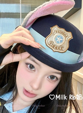 奶兔姬*兔兔警官/ 朱迪兔耳帽卡通疯狂动物拍照圆顶贝雷帽cos道具