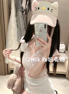奶兔姬*幼系KT/ 可爱凯帝猫空顶帽日系软妹卡通防晒拍照遮阳