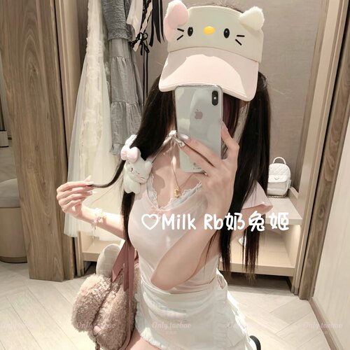 奶兔姬*幼系KT/ 可爱凯帝猫空顶帽日系软妹卡通防晒拍照遮阳