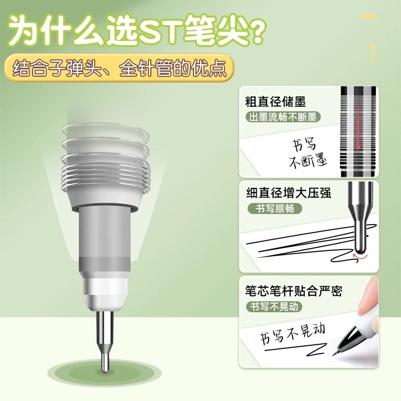 得力se154按动笔芯黑色中性笔芯0.5mm替换芯水笔芯签字笔按压式