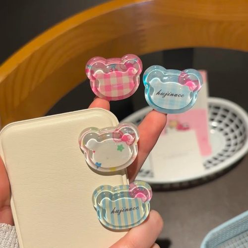 可爱小熊kt清透发夹玻璃珠夏日