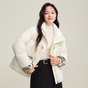 茵曼2025冬季新款短款鸭鸭羽绒服女上衣宽松显瘦面包服外套小个子