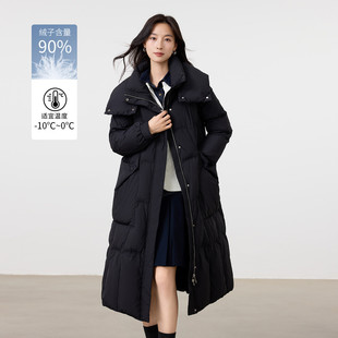 茵曼2025冬季新款中长款加厚保暖鸭鸭羽绒服女上衣宽松外套小个子