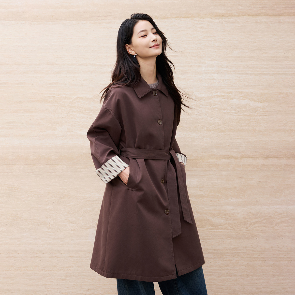 茵曼2025秋季新款纯棉中长