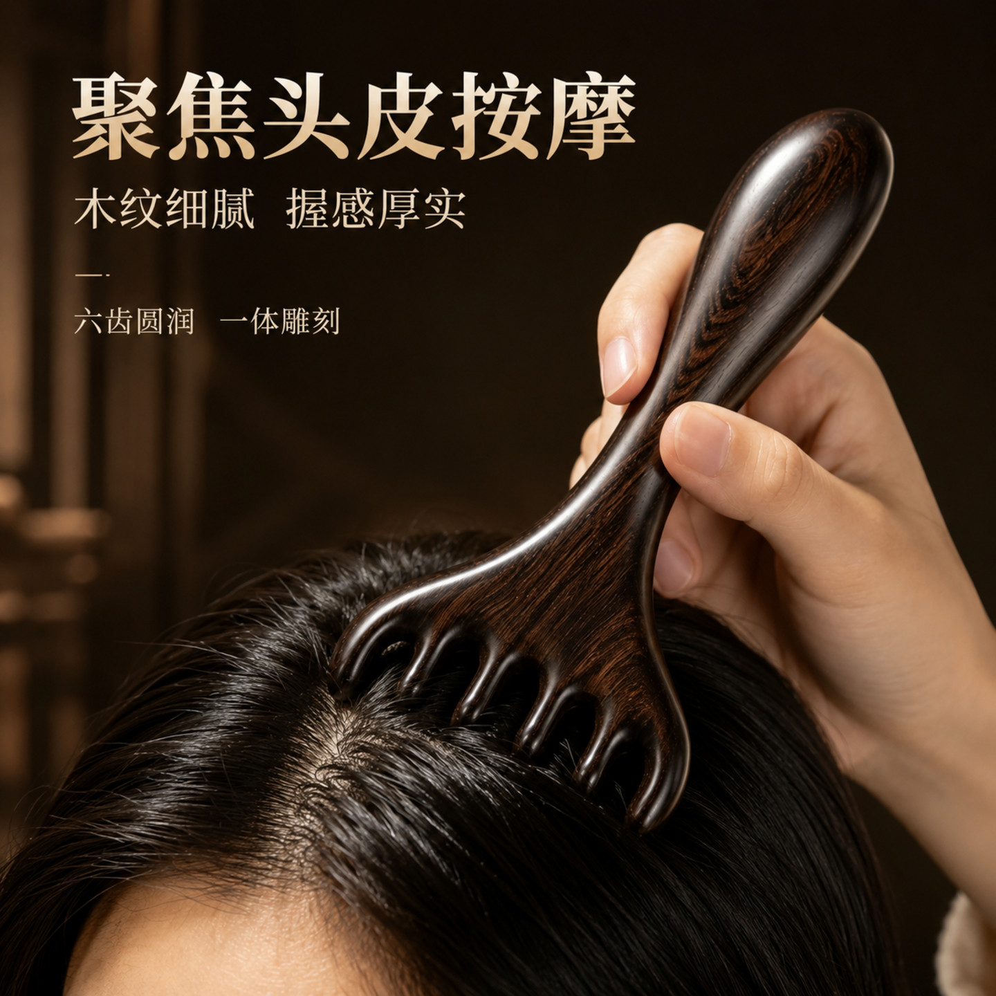 紫光檀鹿角六爪头皮经络按摩梳