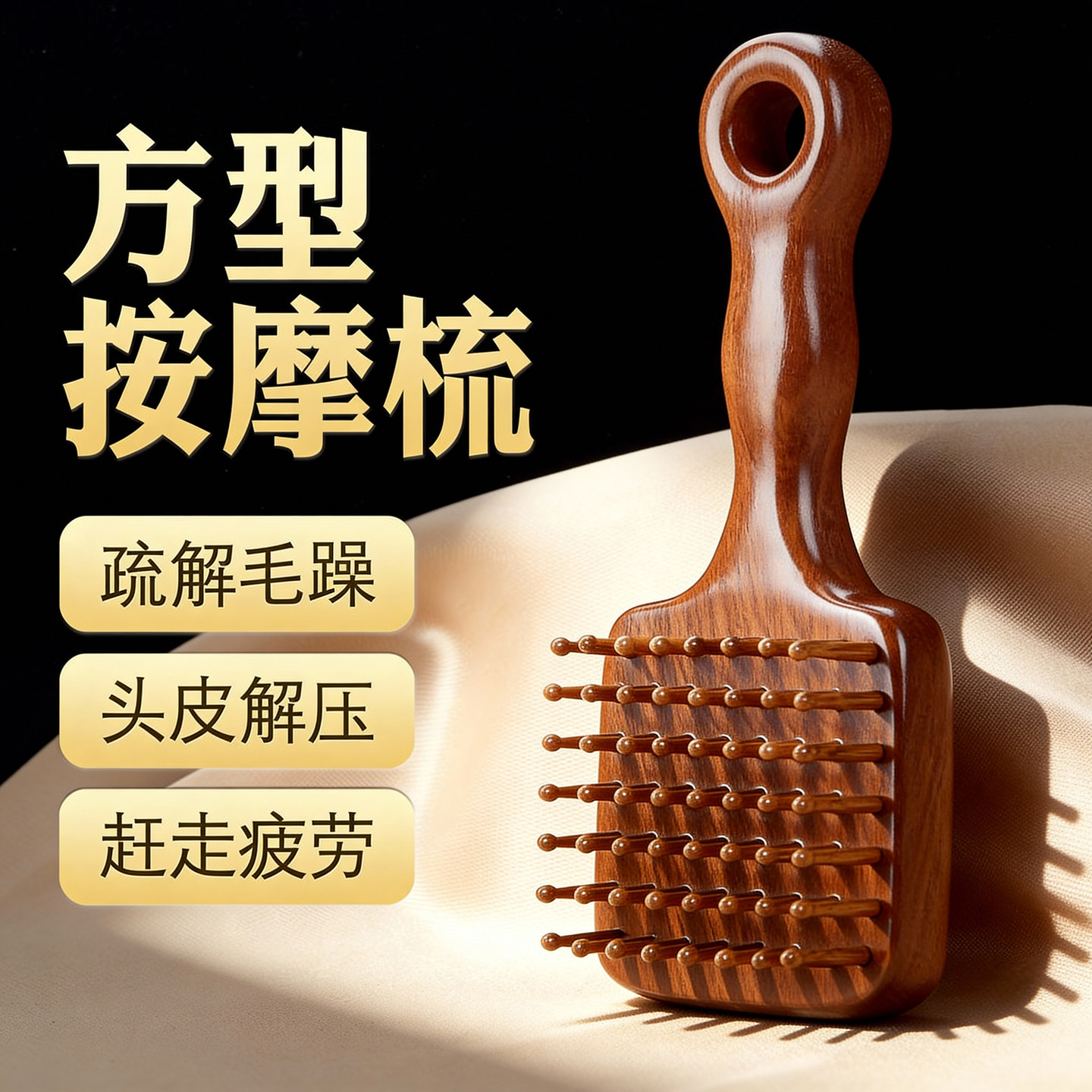 檀木插齿护发梳卷发直发头疗脱发
