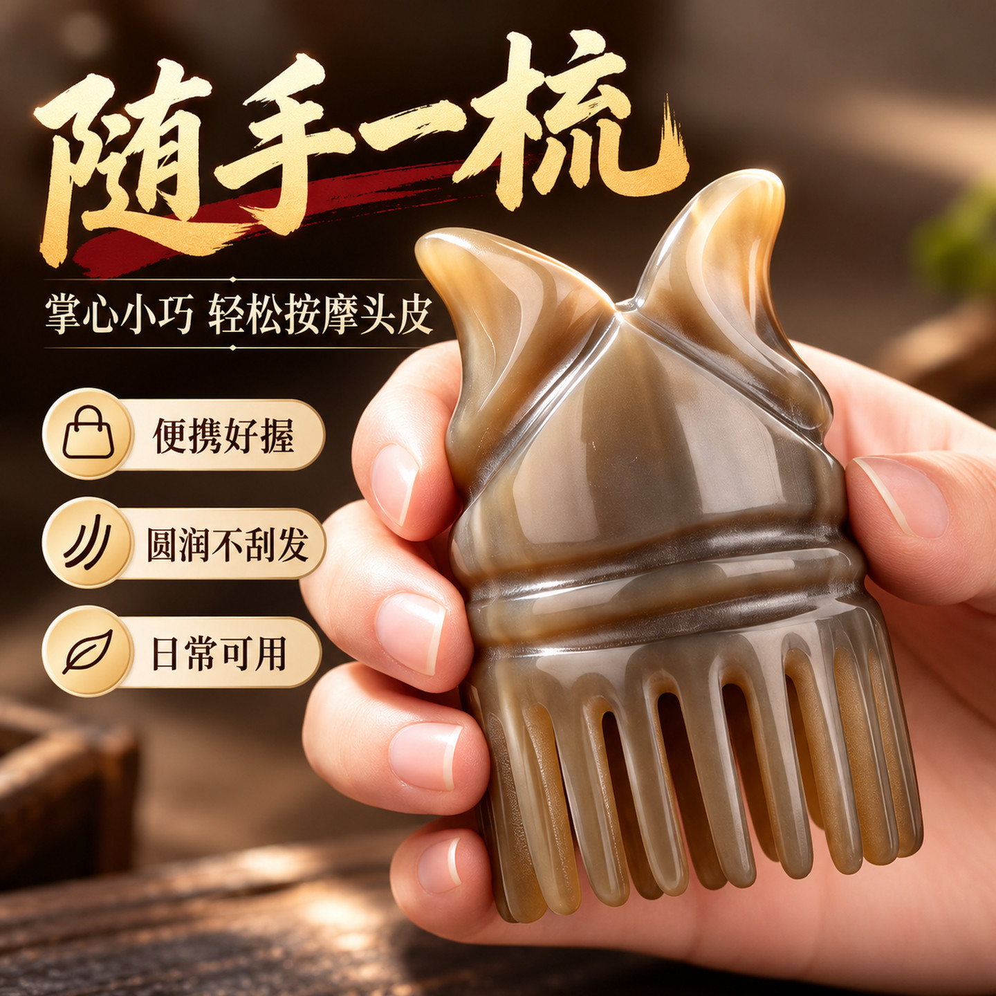 正品牛角头疗经络按摩梳
