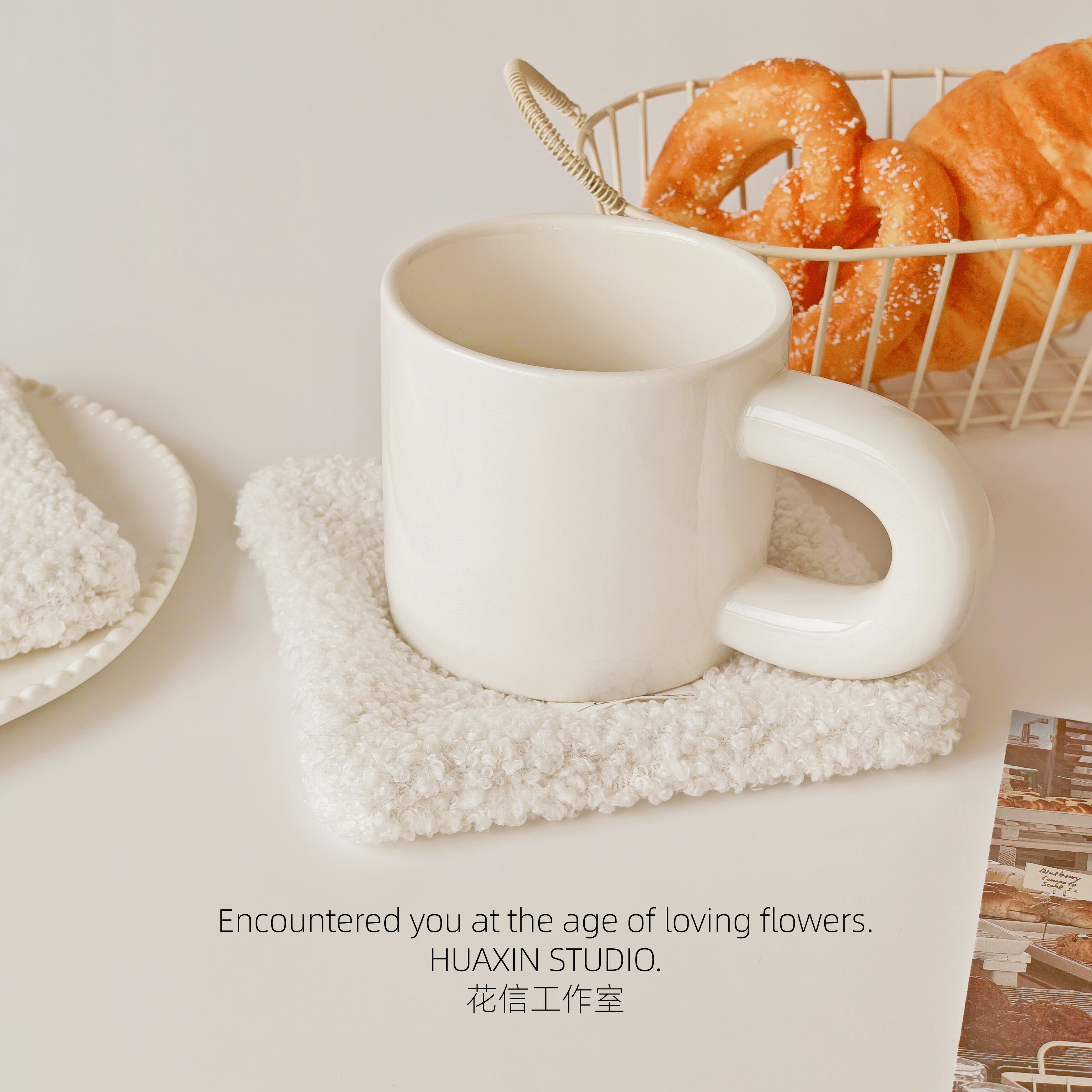 HUAXIN毛绒杯垫方形加厚吸水隔热
