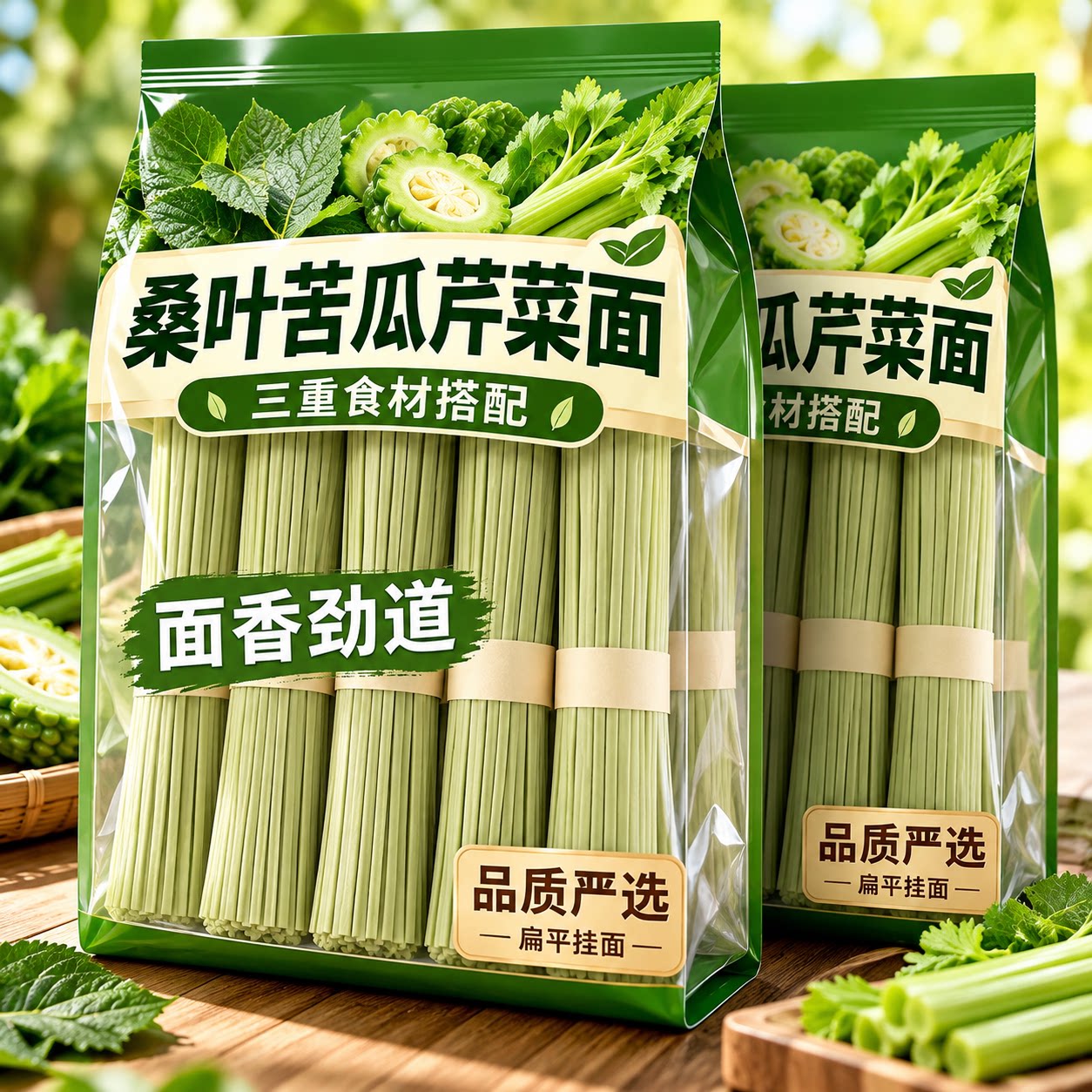 手工桑叶苦瓜芹菜面条绿色果蔬挂面粗粮健身代餐官方旗舰店早餐面