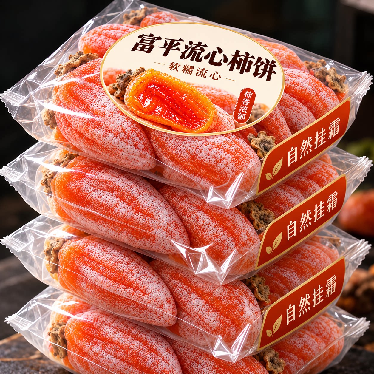 2026新货富平柿饼特级老式霜降流心吊柿子农家独立包装富平尖柿饼