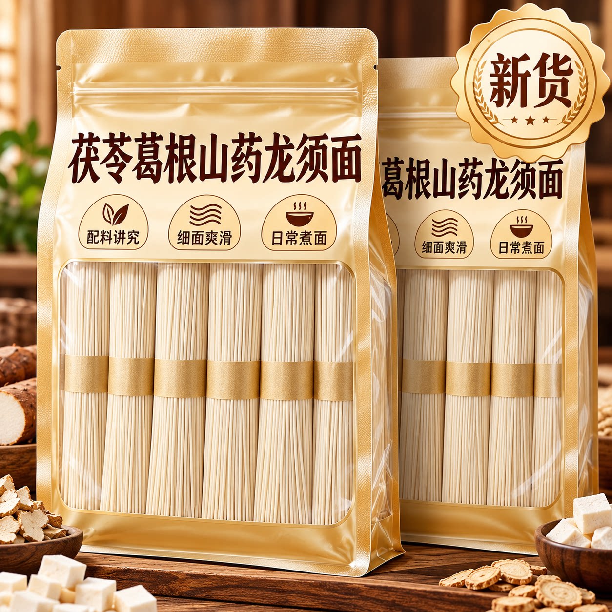 茯苓葛根山药龙须面山药面条正宗5斤茯苓薏米山药龙须细面旗舰店