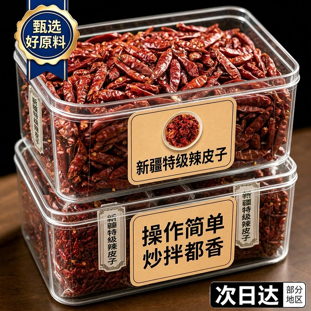 正宗新疆特产辣皮子拌面大盘鸡特级自然晾晒干辣椒官方旗舰店当季