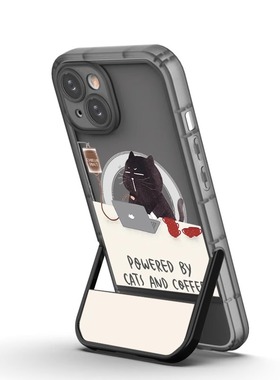 三星s22ultra全包s21+磁吸s20fe支架note10手机壳a73适用a54/a53咖啡a50卡通magsafe工作猫咪a32/a42/a14/a03