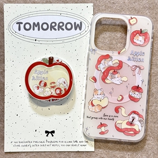 ins可爱红苹果猫咪适用三星s25ultra手机壳s24+创意s23fe磁吸摇摇乐支架s21+少女心a15个性a26网红a35防摔a54