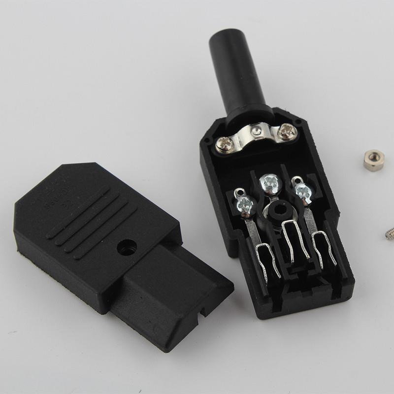 品字插头AC电源对接头三竖口可拆装卸公母头电动车充电器电源插头