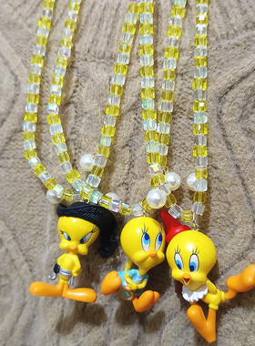 时尚biling闪亮水晶项链崔弟鸭duck可爱树脂卡通短项链女儿童