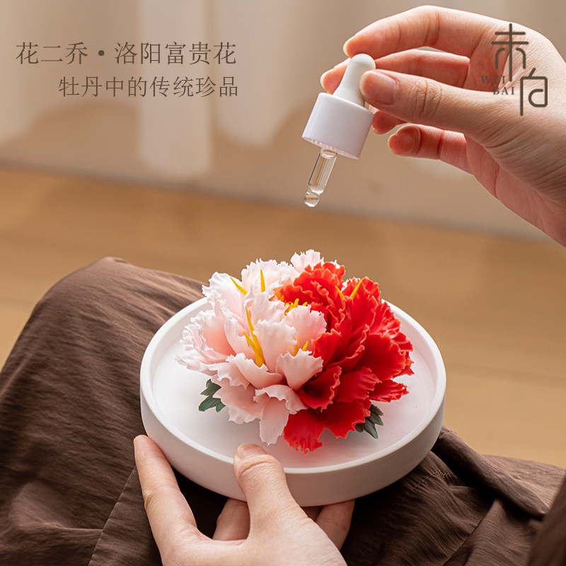 牡丹花二乔陶瓷花香薰礼盒非遗无火扩香石香氛轻奢高档礼品摆件