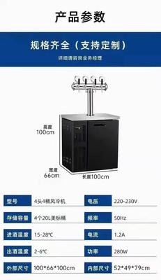 2头3头4头T型鲜定制风冷直冷啤酒精酿机器设备冷啤打酒一体机