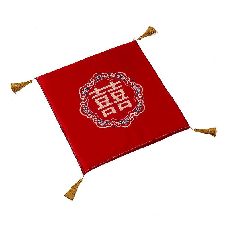 结婚新郎新娘改口跪垫敬茶红色一对垫子坐福垫跪拜喜垫中式坐垫