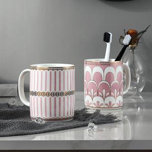 刷牙 牙刷杯陶瓷家用漱口杯水杯轻奢情侣牙杯高颜值洗漱套装 杯子