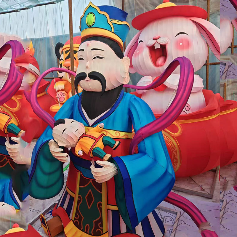 浙江春节元宵花灯五路财神大型马造型彩灯定 制发光防水景区装饰