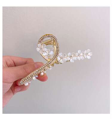 Золотой цветок большой страза Clip Clip Metal Hair Clip обратно он, ах