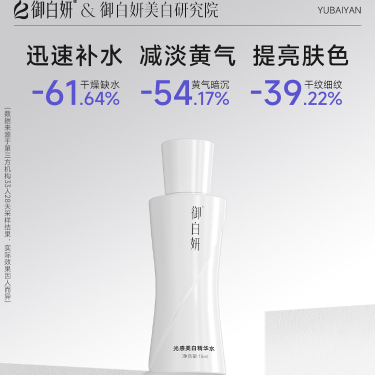 御白妍发光水中样15ml光果甘草烟酰胺VC提亮肤色去黄气577爽肤水