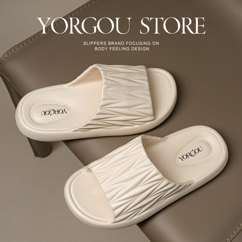褶皱踩屎感拖鞋女士夏季室内居家洗澡浴室防滑外穿EVA厚底凉拖男