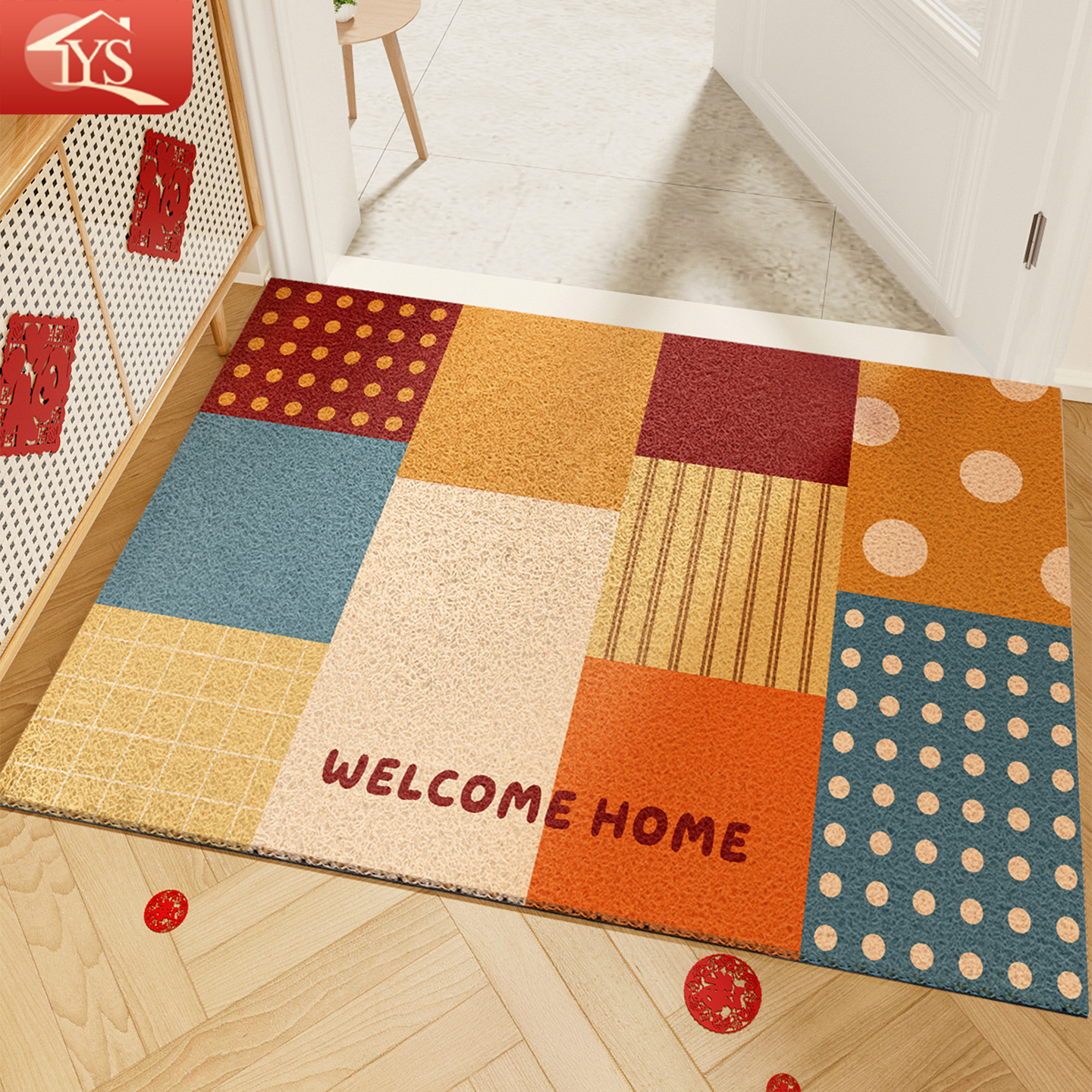 复古入户门地垫2025新款进门大门口丝圈防滑脚垫蹭土耐脏门垫地毯