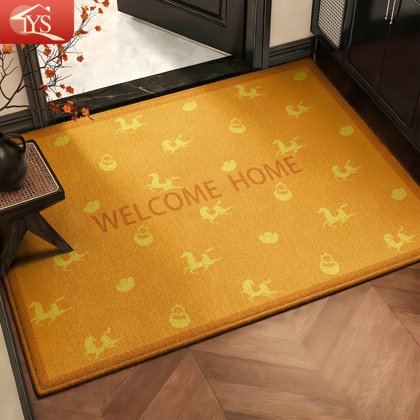 入户门地垫新年进门金黄色马年防滑脚垫门口耐脏耐磨门垫家用地毯,居家布艺,入户地垫,淘宝优惠券,粉丝福利购,淘宝优惠卷