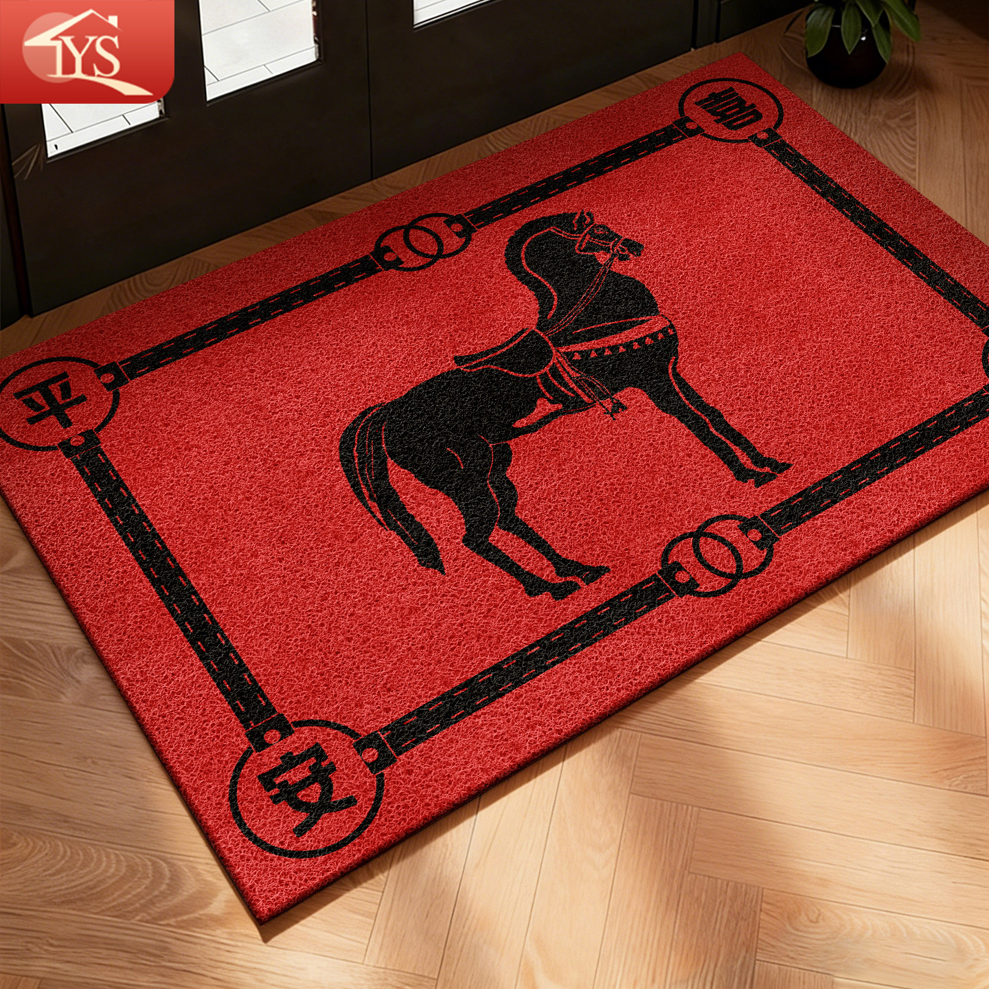 喜庆新年地垫入户门垫红色丝圈进门脚垫室外门口专用除尘防滑地毯,居家布艺,入户地垫,淘宝优惠券,粉丝福利购,淘宝优惠卷