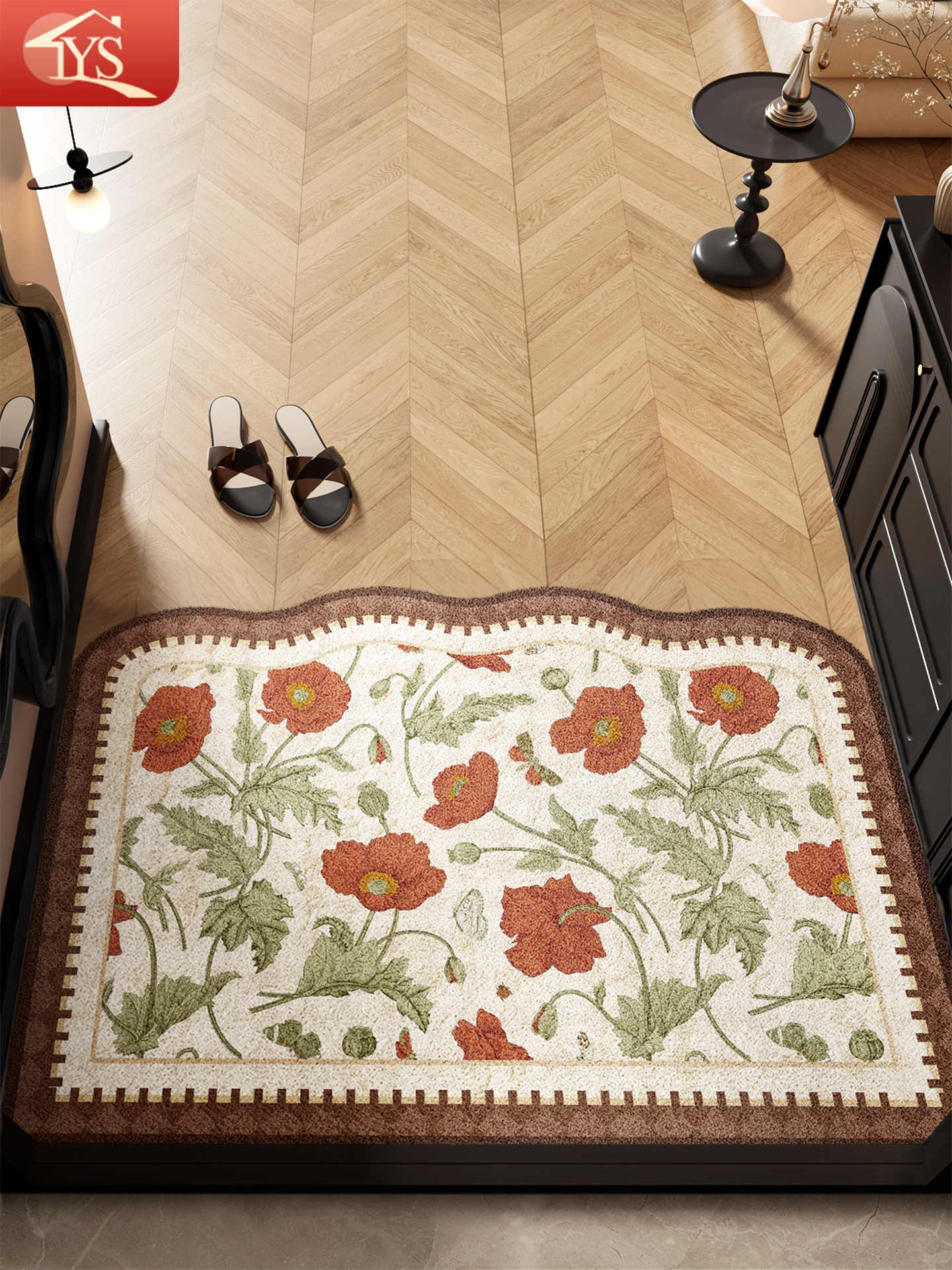 入口地板垫2025新型高端中世纪风格丝绸圈摩擦土脚垫入口防滑门垫