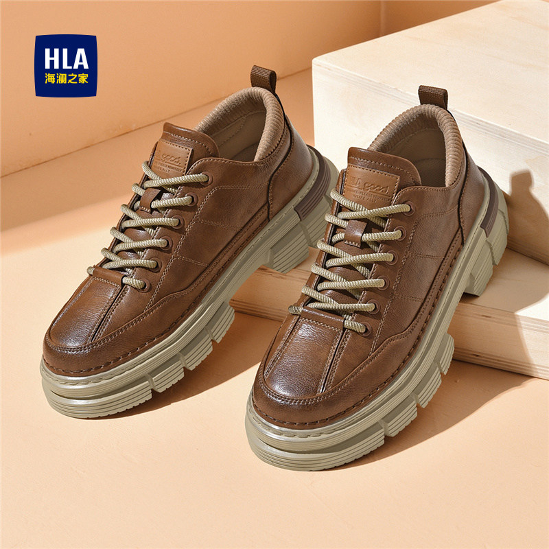 HLA/海澜之家男鞋新款春夏英伦风户外耐磨厚底休闲皮鞋百搭工装鞋,流行男鞋,工装鞋,淘宝优惠券,粉丝福利购,淘宝优惠卷