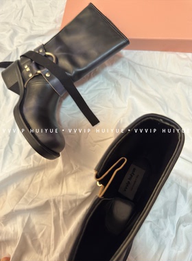 vvvip'' 26ss 秋季复古擦色机车靴 时尚百搭骑士靴长靴女