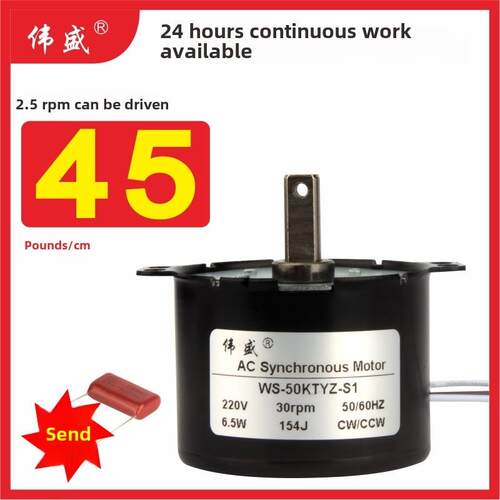 50KTYZ永磁同步电机220V交流马达正反可控齿轮减速低速微型电动机