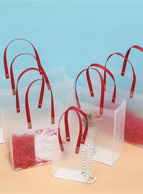 新款红色手提磨砂袋结婚喜糖包装袋伴手礼品袋毕业礼物礼品手拎袋