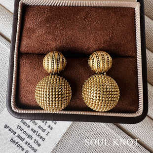 KNOT葫芦复古vintage素金宫廷风简约耳钉耳饰 SOUL