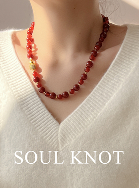 红玛瑙新年情人节礼物送女友项链