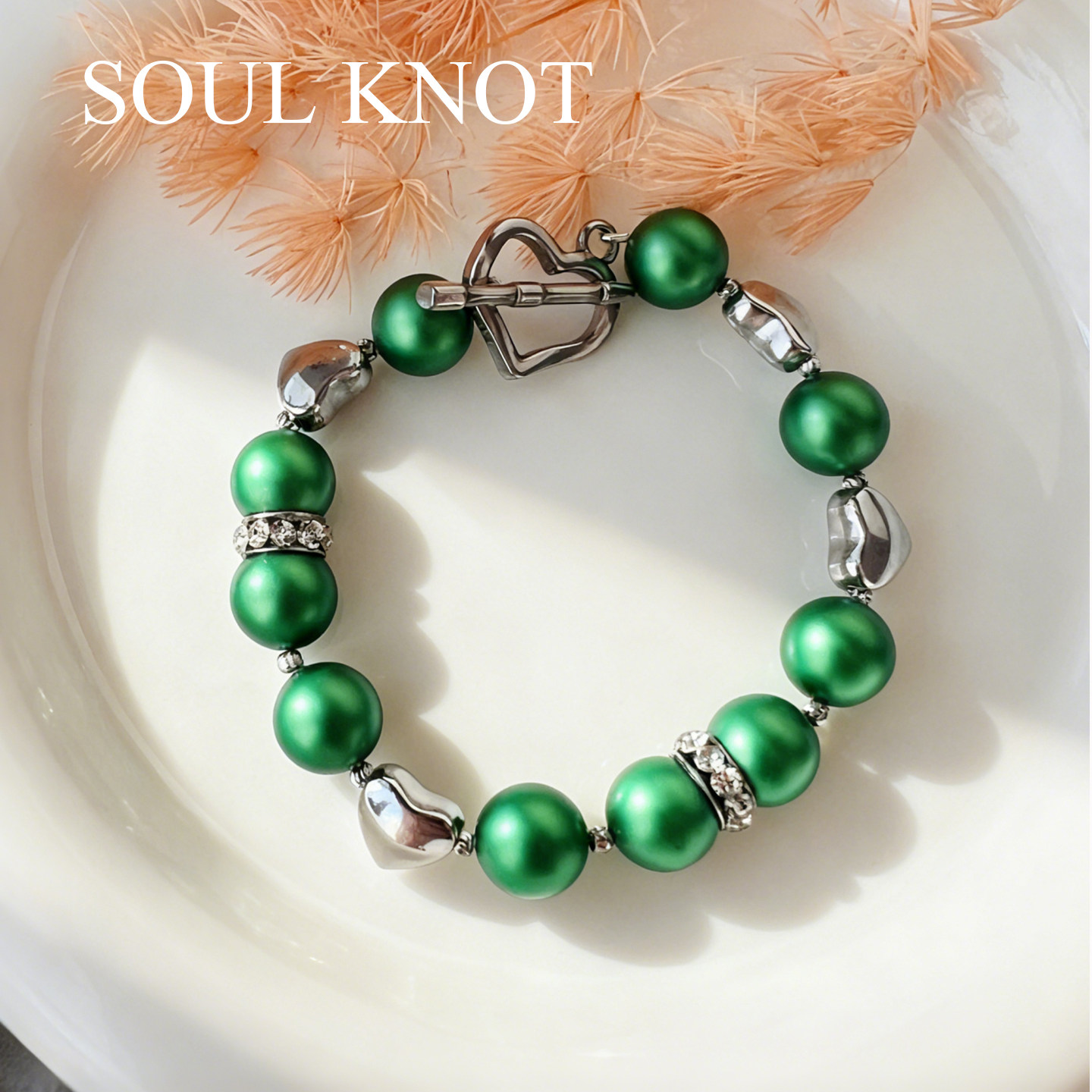 SOUL KNOT特定定制进口人造珍珠红绿蓝粉复古风珍珠手链高级感女