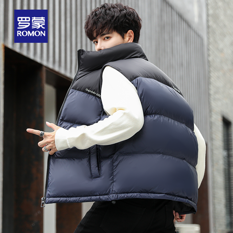 罗蒙羽绒马甲男外穿加厚保暖马夹
