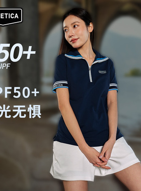 DUVETICA 春夏女士防晒T恤半运动撞色翻领拉链Polo衫 VDTS30343