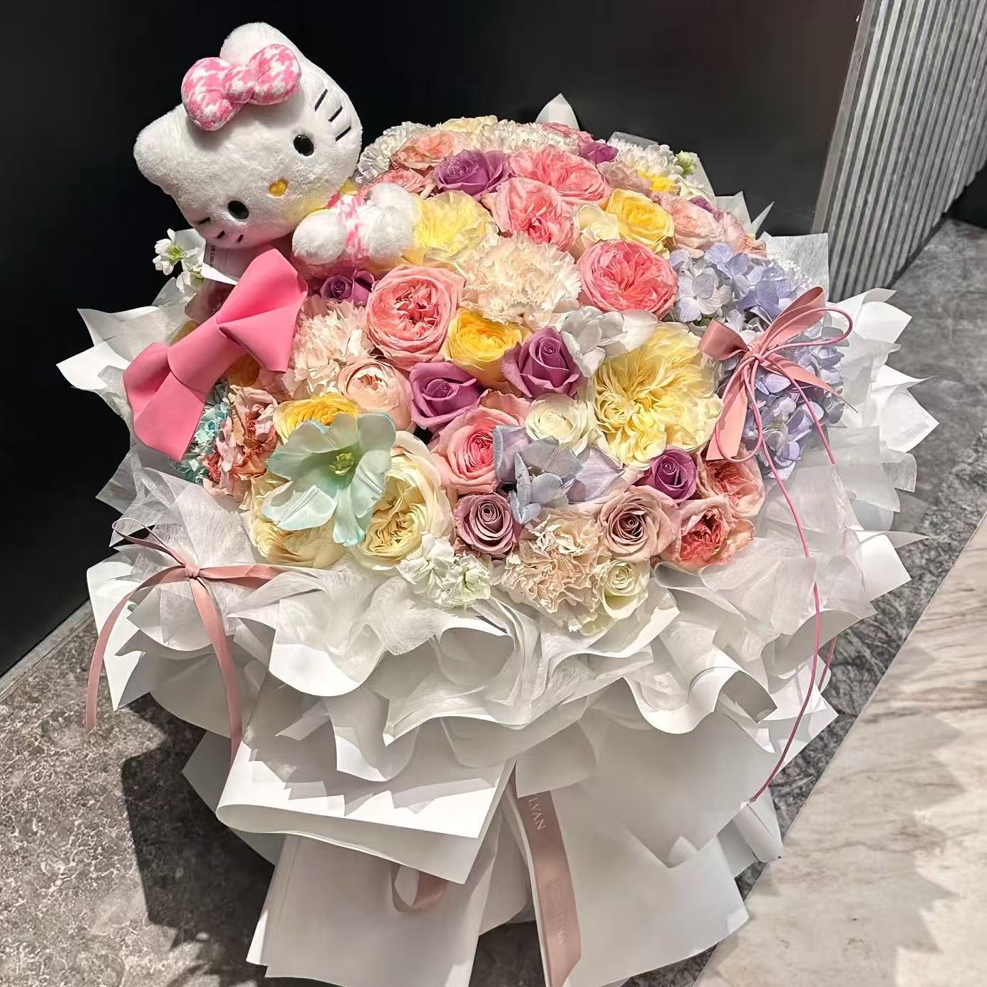 永生花皂花温柔混搭玫瑰花束