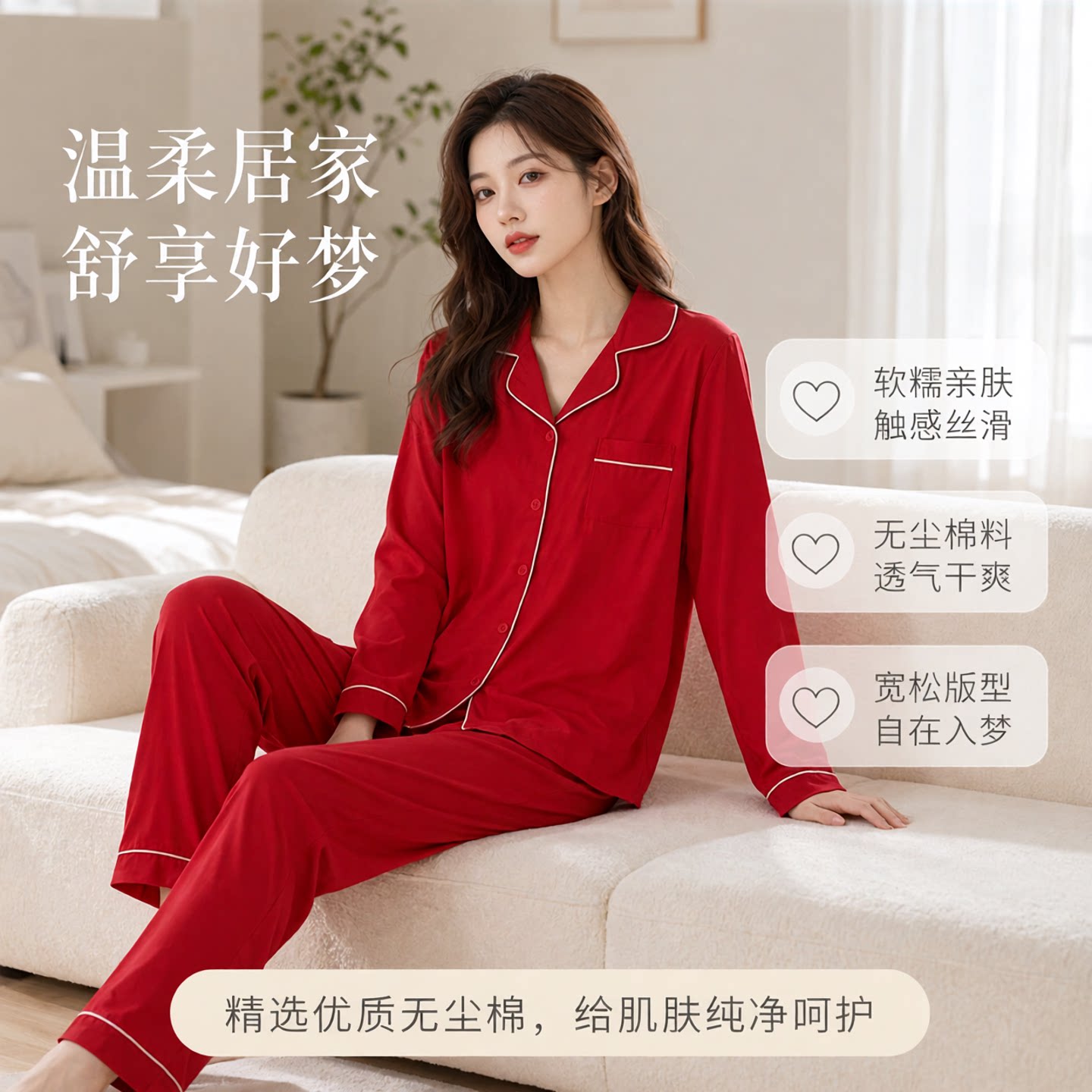 都市丽人无尘棉情侣长袖睡衣