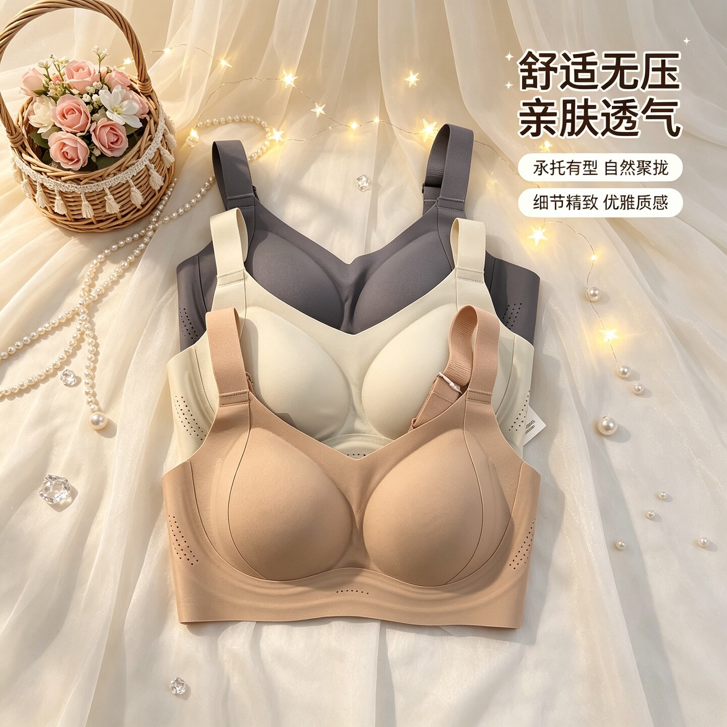 都市丽人BC66N无痕提拉聚拢内衣无钢圈收副乳防下垂舒适透气文胸
