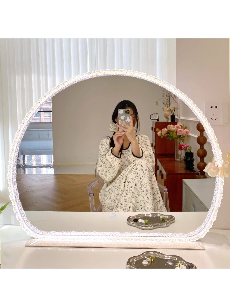 2025新款梳妆镜主卧卧室梳妆台专用镜子台式家用轻奢高级带灯化妆