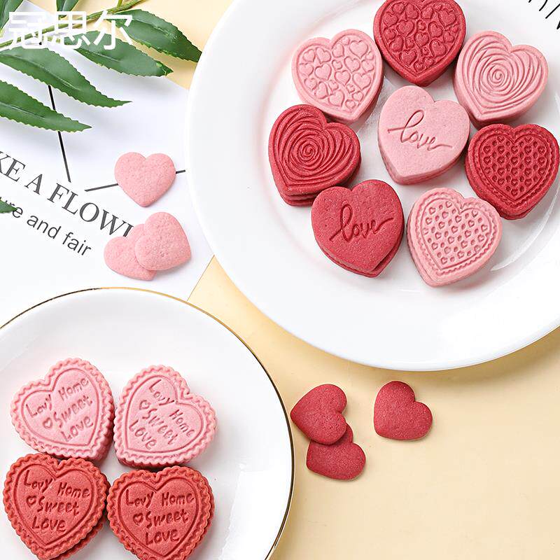 爱心饼干蛋糕装饰摆件love心形情人节烘焙甜品纸杯装扮小饼干插件