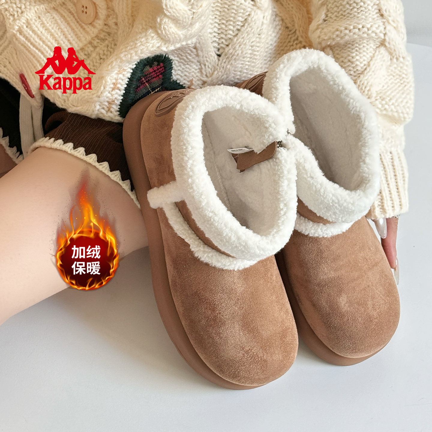 Kappa女鞋厚底保暖雪地靴新款