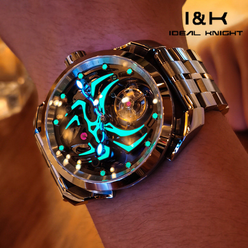 I&K理想骑士品牌新款真陀飞轮机芯镂空男款户外运动潮流男表十大